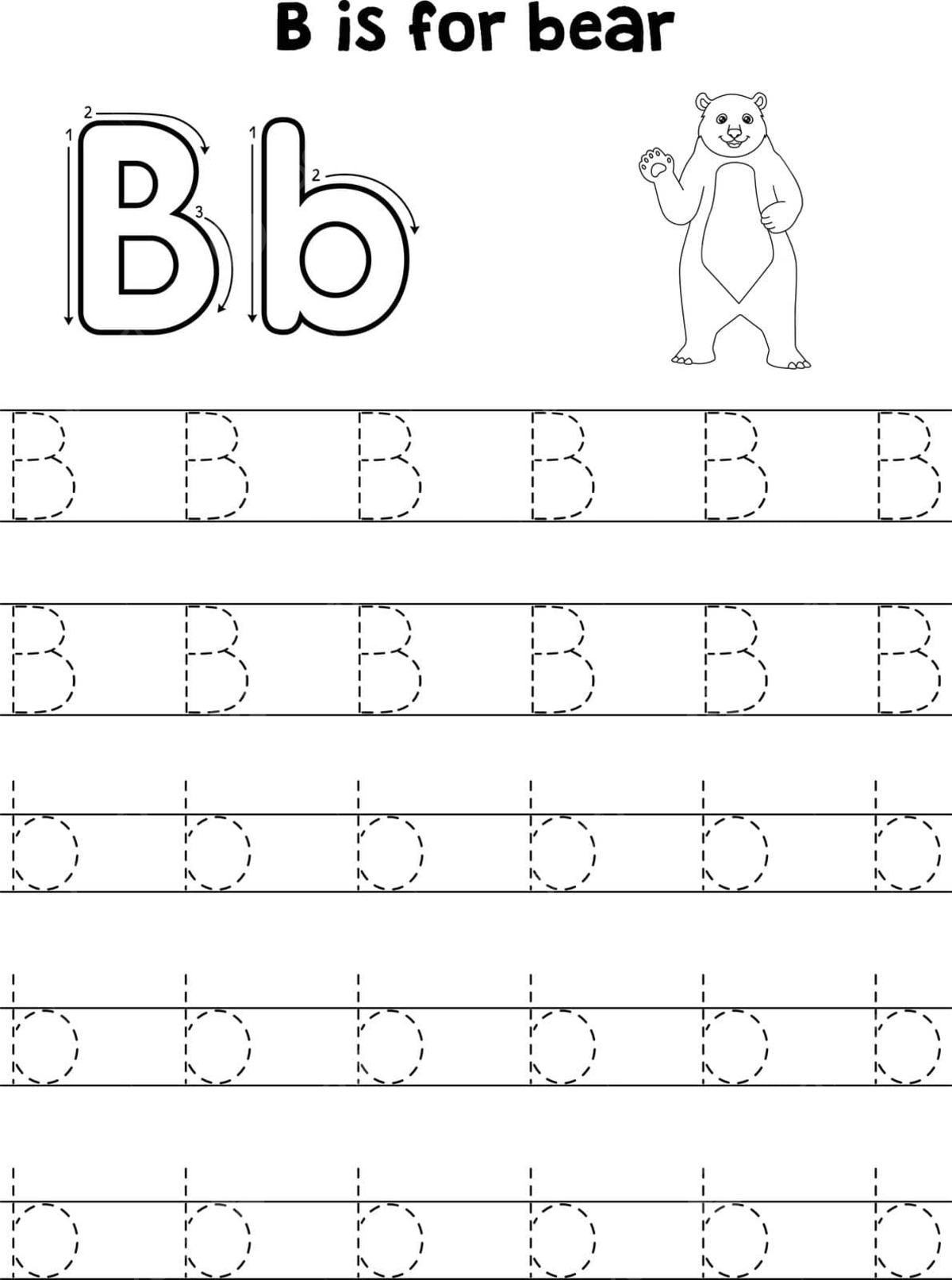 Bear tracing the alphabet and coloring page for kids vector bear drawing ring drawing kid drawing png and vector with transparent background for free download