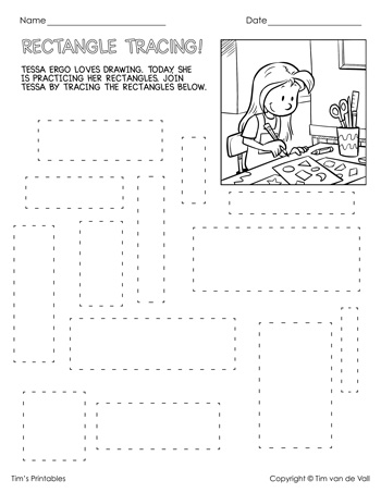 Rectangle tracing worksheet â tims printables