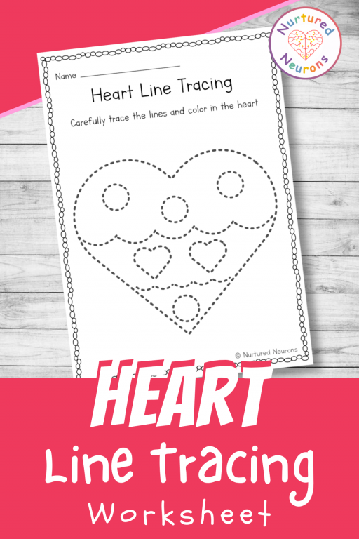 Lovely heart tracing worksheet preschool printable