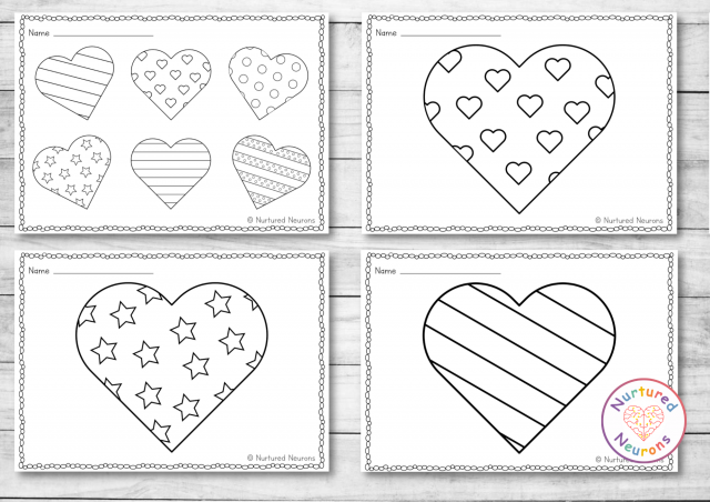 Simple heart coloring pages valentines day printable