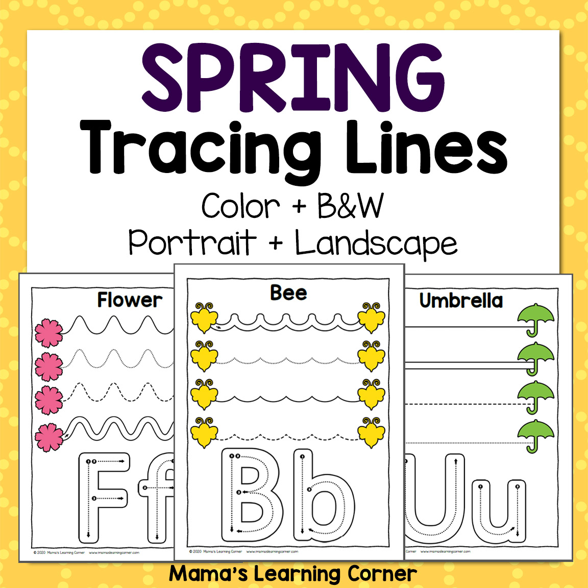 Spring tracing worksheets for preschool