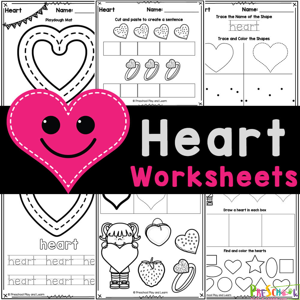 Free printable heart shape worksheets for preschool