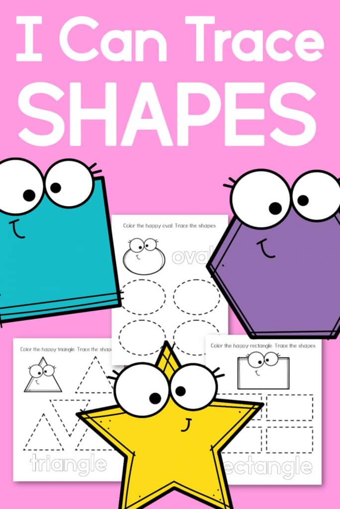 Tracing shapes practice pages for preschool