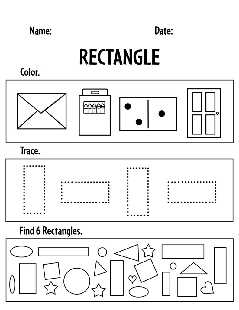 Free rectangle worksheets for preschool â the hollydog blog