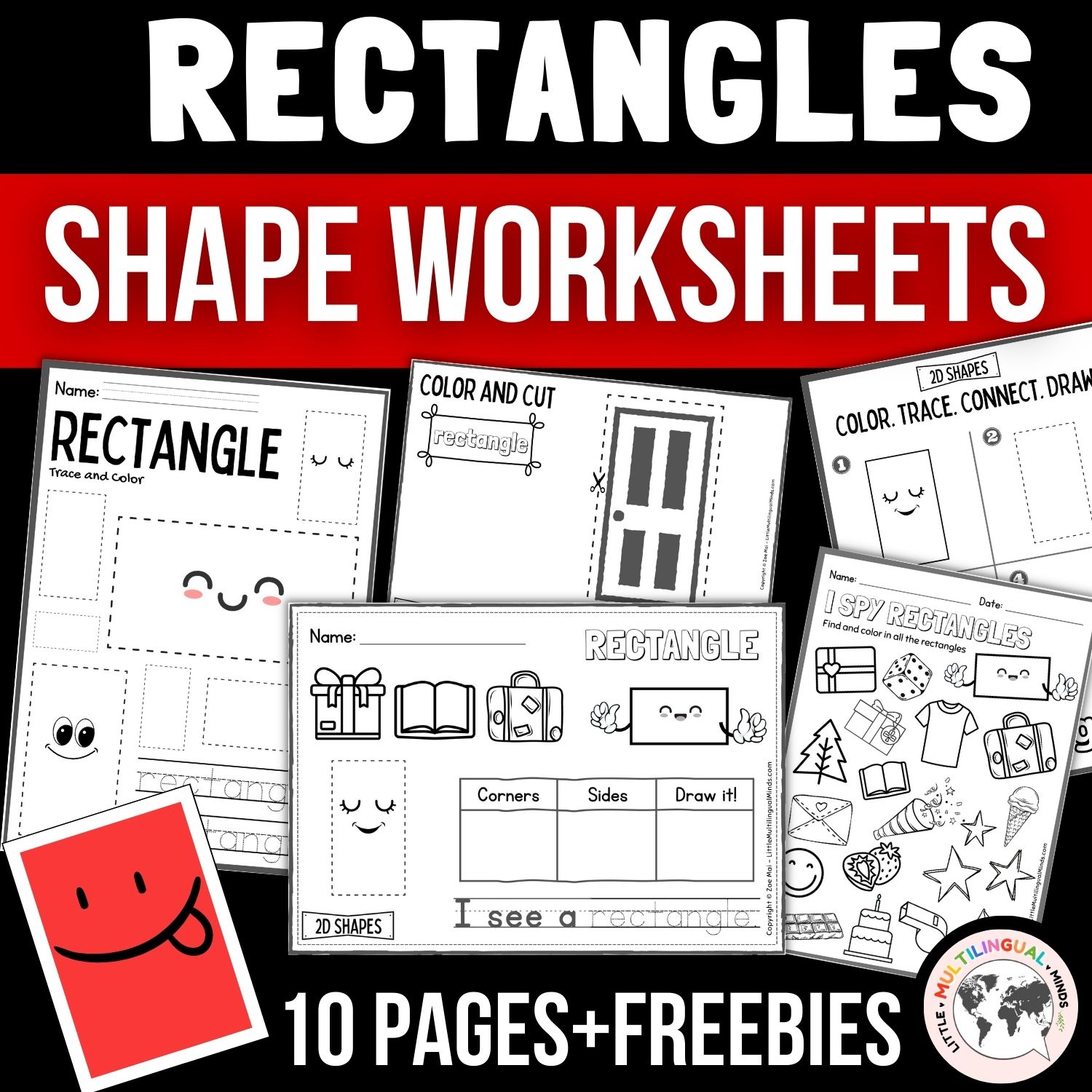 Kindergarten d shapes worksheet rectangles