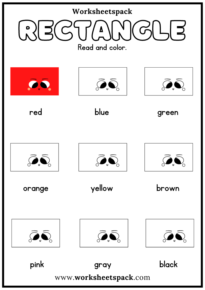 Free rectangle shape activity sheets color rectangles by word