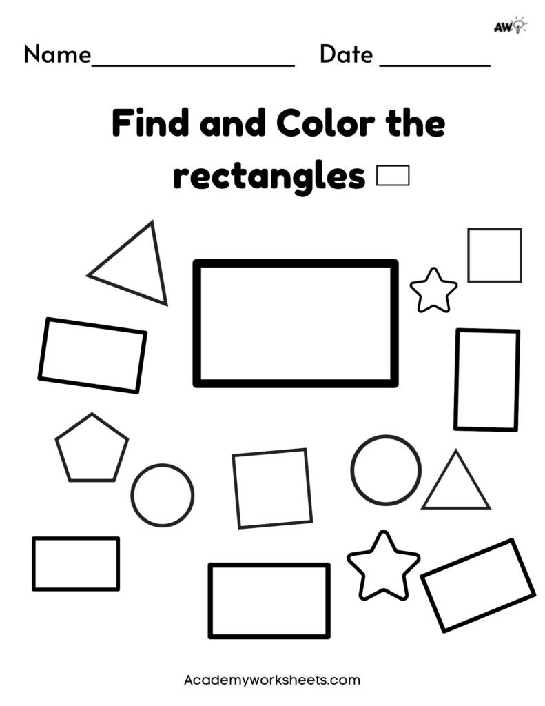 Fun heart shape coloring page and other shapes worksheets