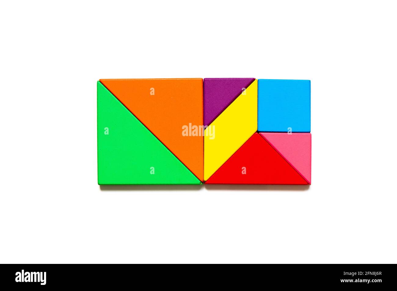 Color tangram puzzle in rectangle shape on white background stock photo