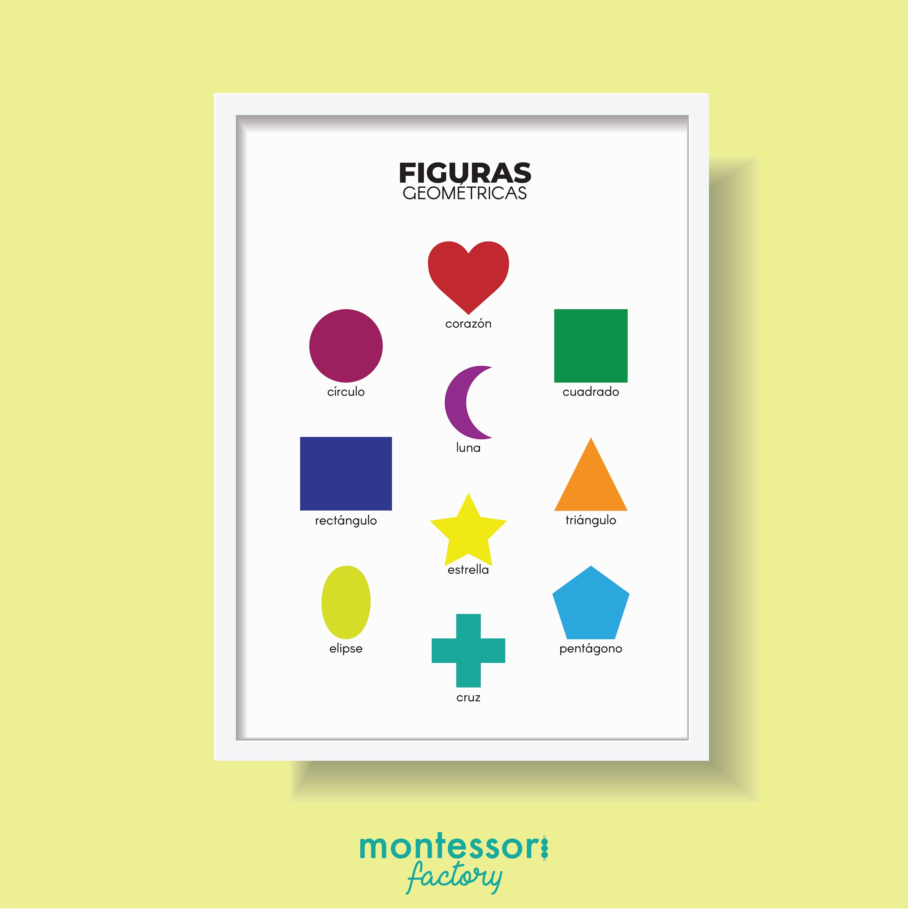 Figuras geometricas spanish math kids room wall art