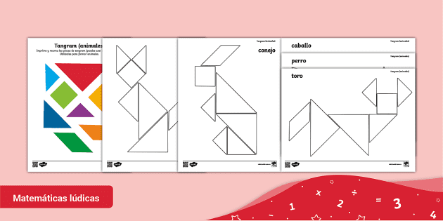 Hoja de actividad tangram animales teacher made