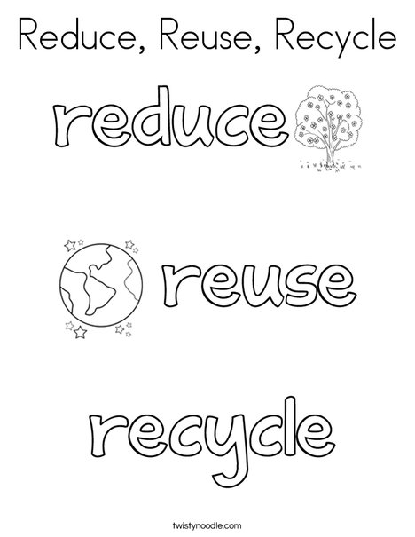 Reduce reuse recycle coloring page