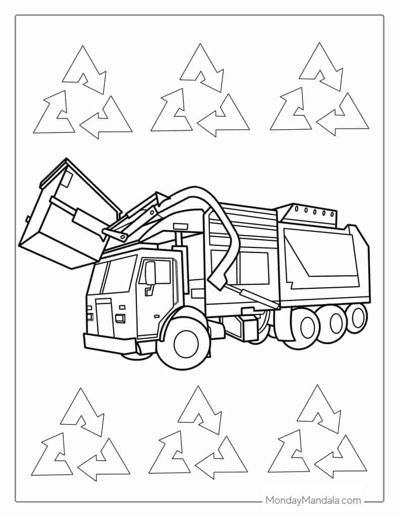 Garbage truck coloring pages free pdf printables