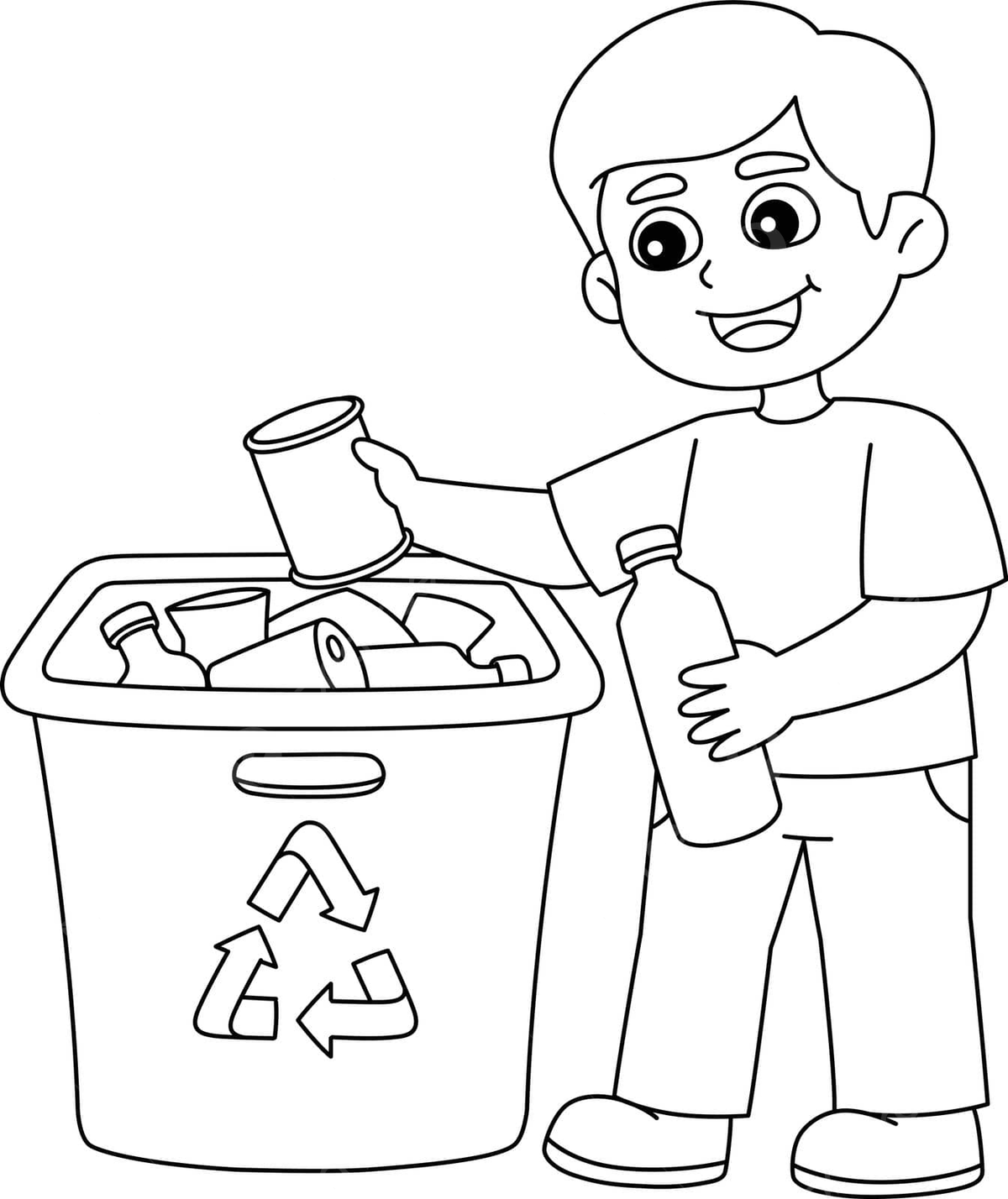 Boy recycling isolated coloring page for kids line recycle sustainability vector ring drawing kid drawing recycle drawing png and vector with transparent background for free download