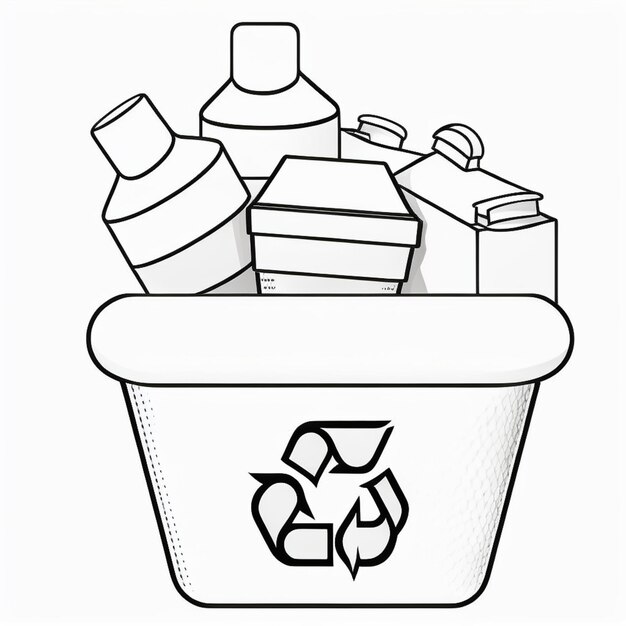 Premium ai image a vector of recycle bin in black and white sketch