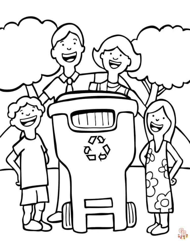 Printable recycling coloring pages free for kids and adults