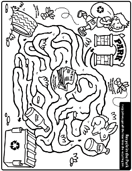 Recycle in the park coloring page