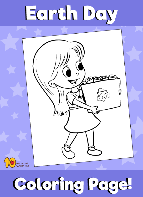 Earth day girl recycling coloring page â minutes of quality time