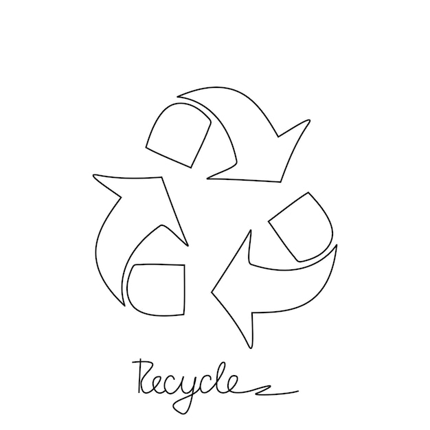 Premium vector black and white triangle recycling symbol eco friendly world hand drawing