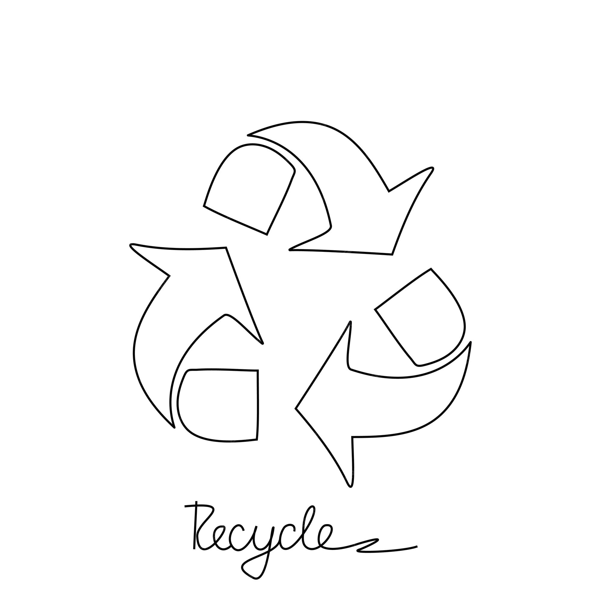 Premium vector black and white triangle recycling symbol eco friendly world hand drawing