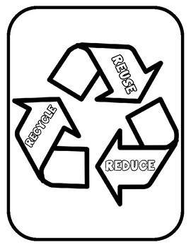 Recycling template for art project earth day reduce reuse recycle coloring page