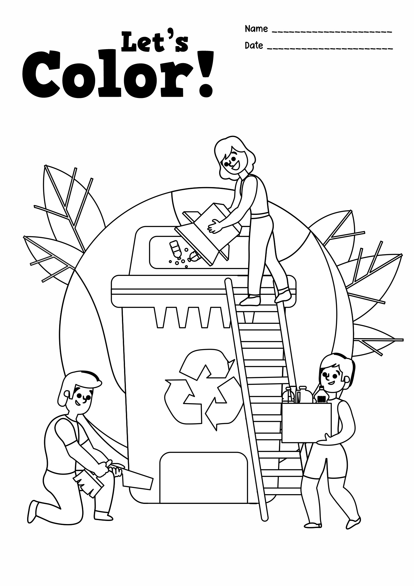 Recycling coloring pages