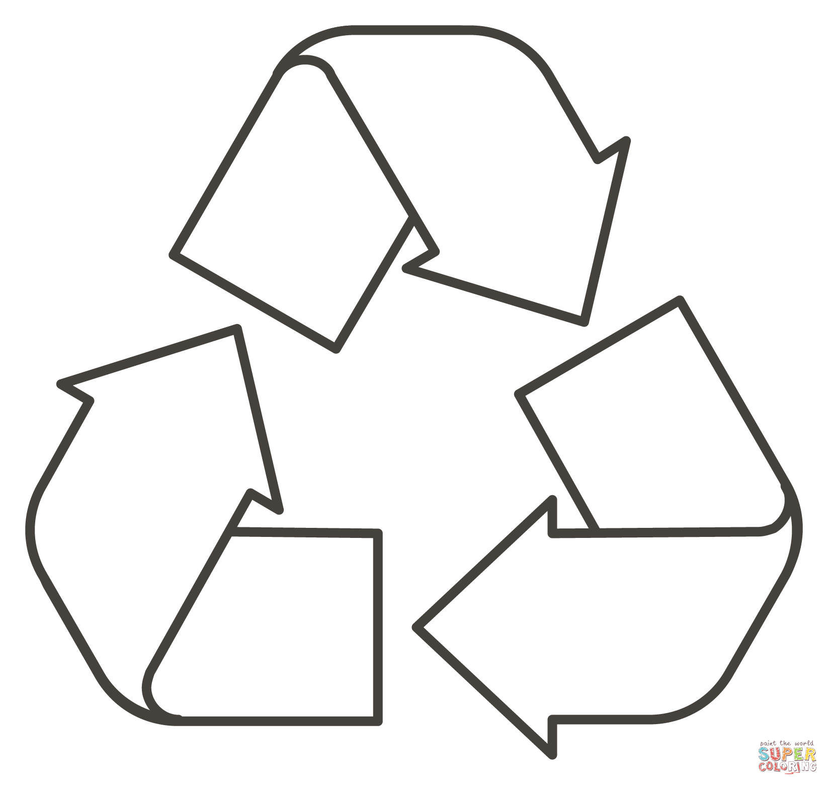 Recycling symbol coloring page free printable coloring pages