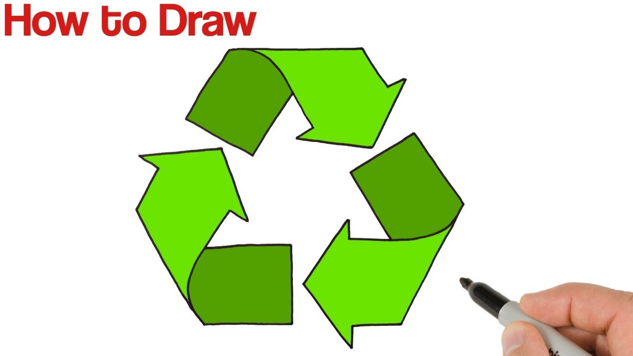 How to draw recycle sybol logo easy