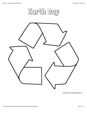 Earth day coloring page with a picture of the recycling symbol to color earth day coloring pages earth day coloring pages