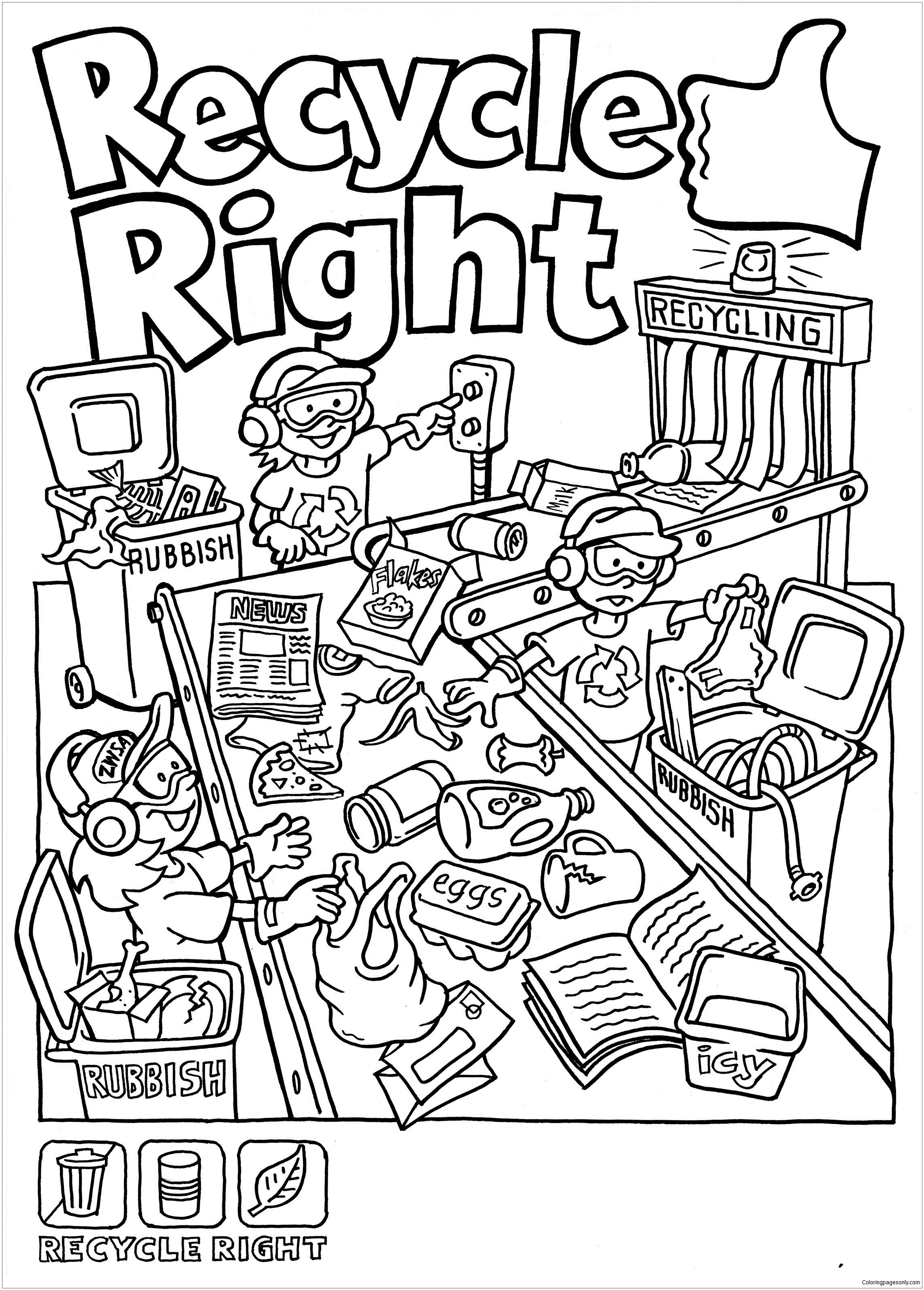 Recycling coloring pages