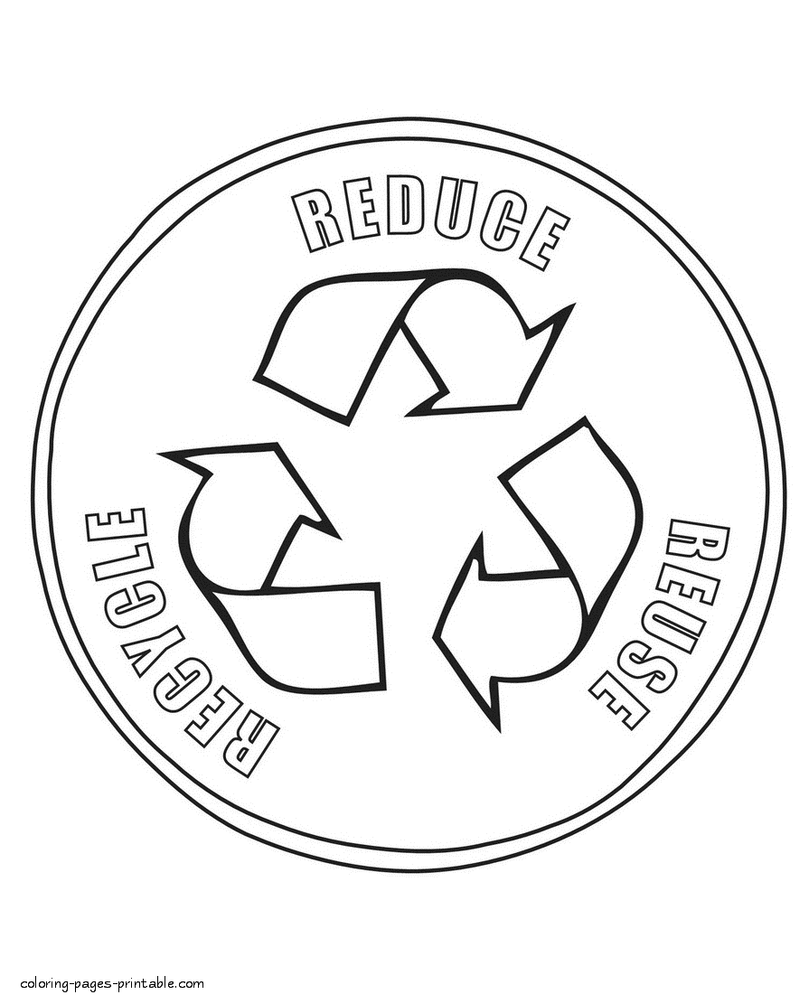 Recycle symbol coloring page coloring