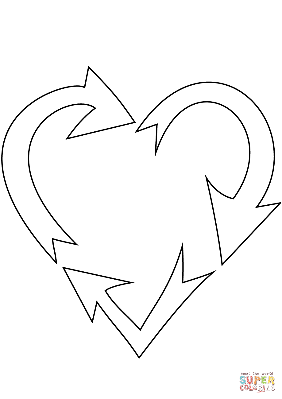 Heart shaped recycling sign coloring page free printable coloring pages