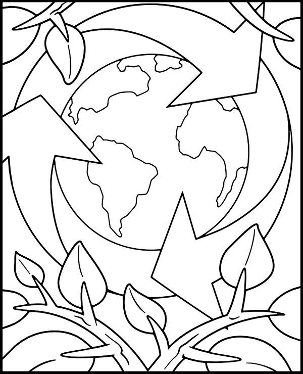 Ecology coloring page recycle symbol