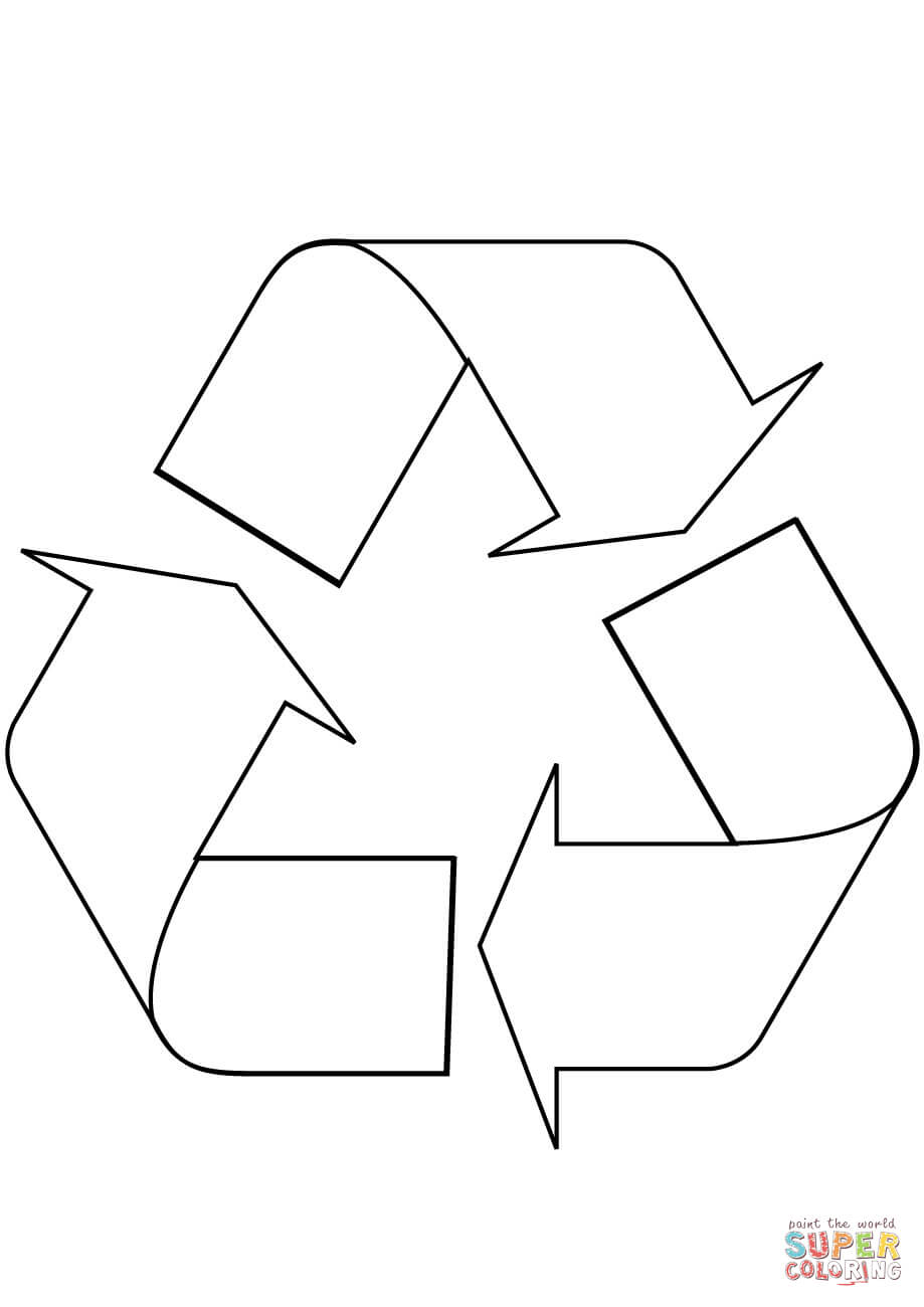 Recycle symbol coloring page free printable coloring pages