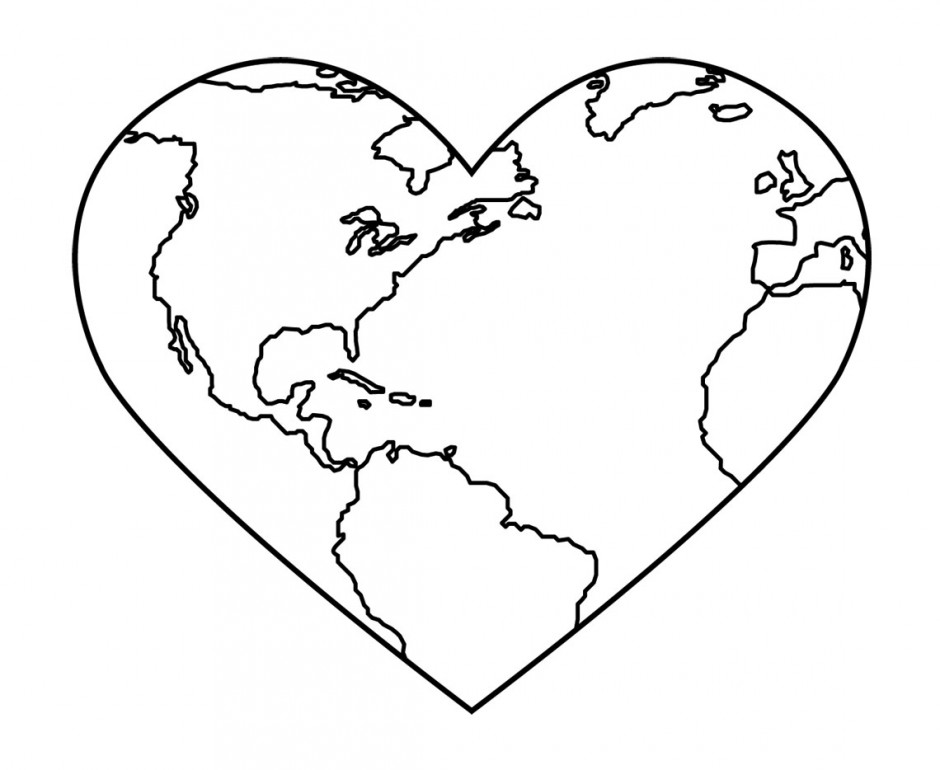 Heart earth coloring page