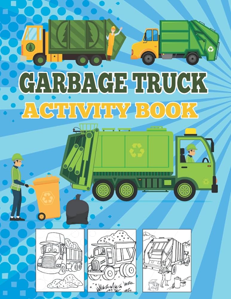 Garbage truck activity book funny trash truck coloring book for toddlers