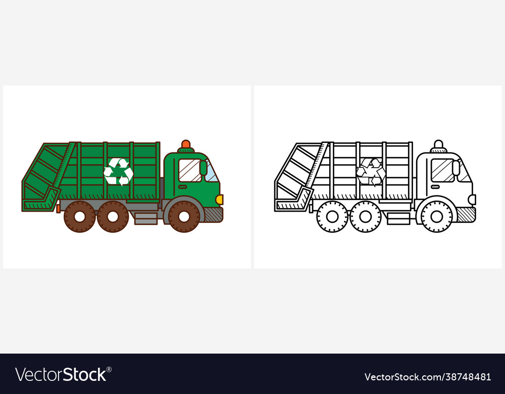 Garbage truck coloring page garbagetruck side view