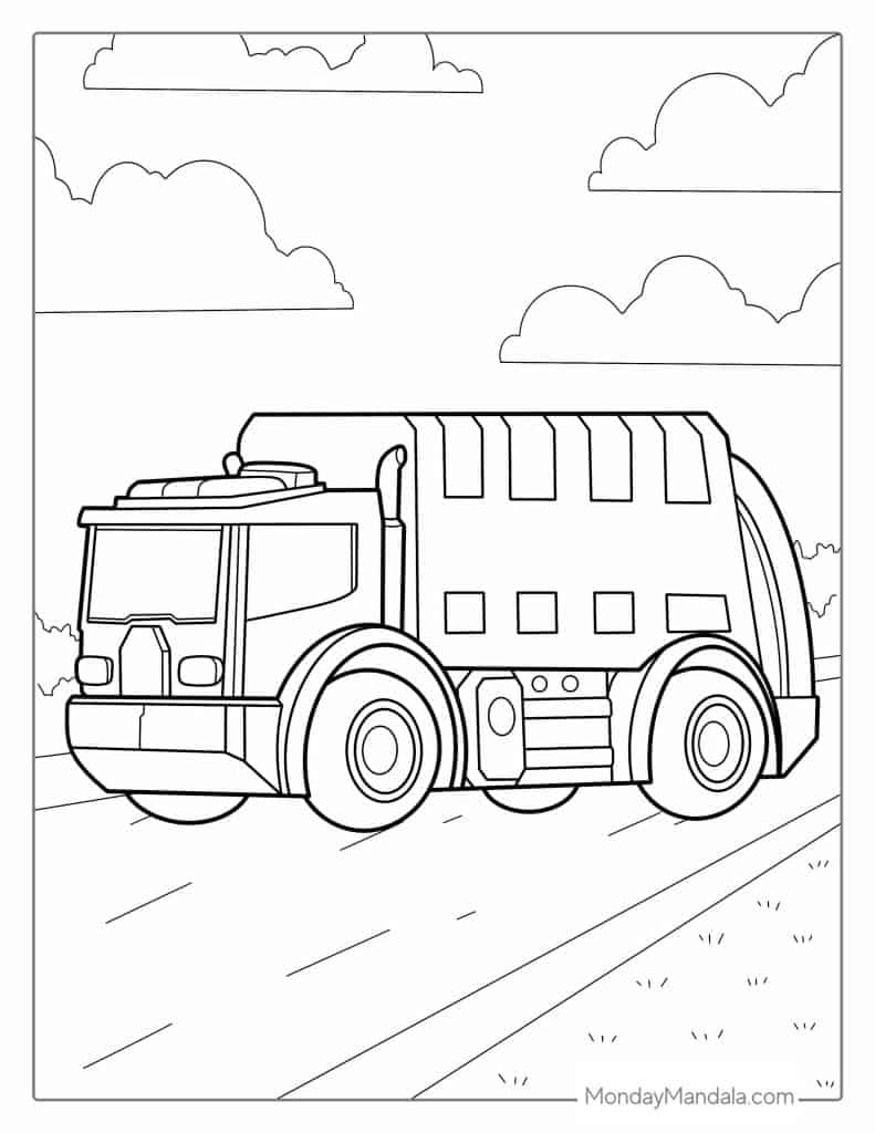 Garbage truck coloring pages free pdf printables