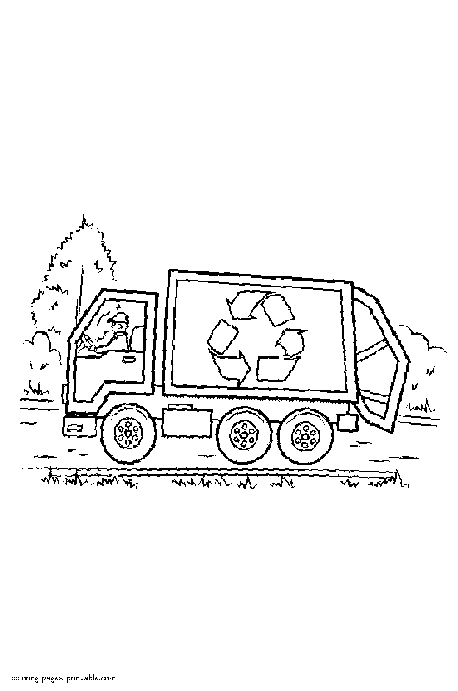 Coloring page recycling truck coloring