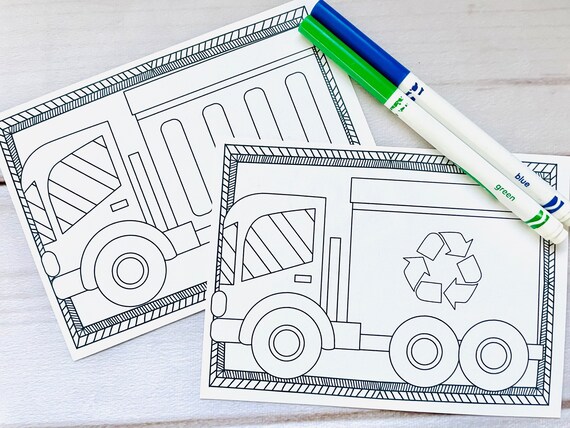 Trash truck coloring pages trash party favors recycling truck birthday party trash bash birthday