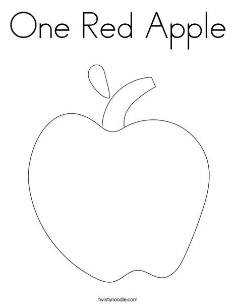 One red apple coloring page