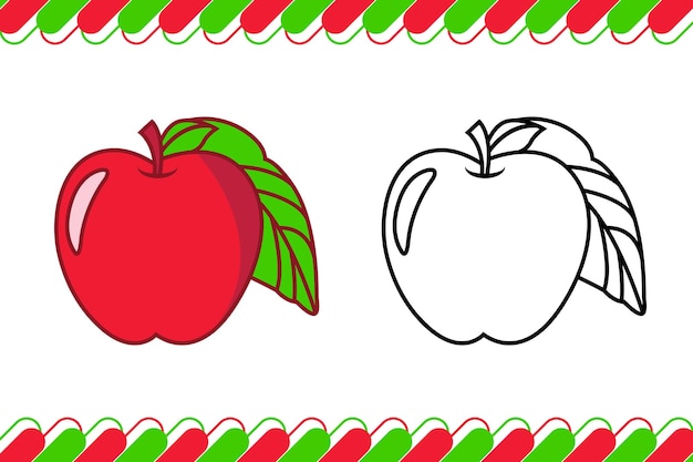 Premium vector apple coloring page for coloring books