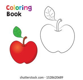 Fresh red apple coloring page childrens stockvektor royaltyfri