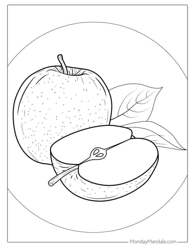 Apple coloring pages free pdf printables