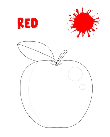 Premium vector red color apple coloring page