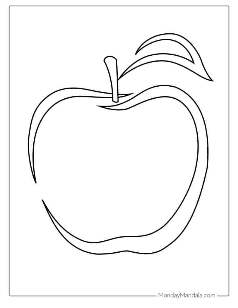 Apple coloring pages free pdf printables