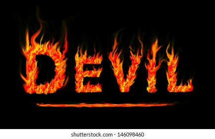 Fire devil text stock illustration