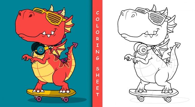 Premium vector cool dragon playg skateboard cool dragons skateboard dragon