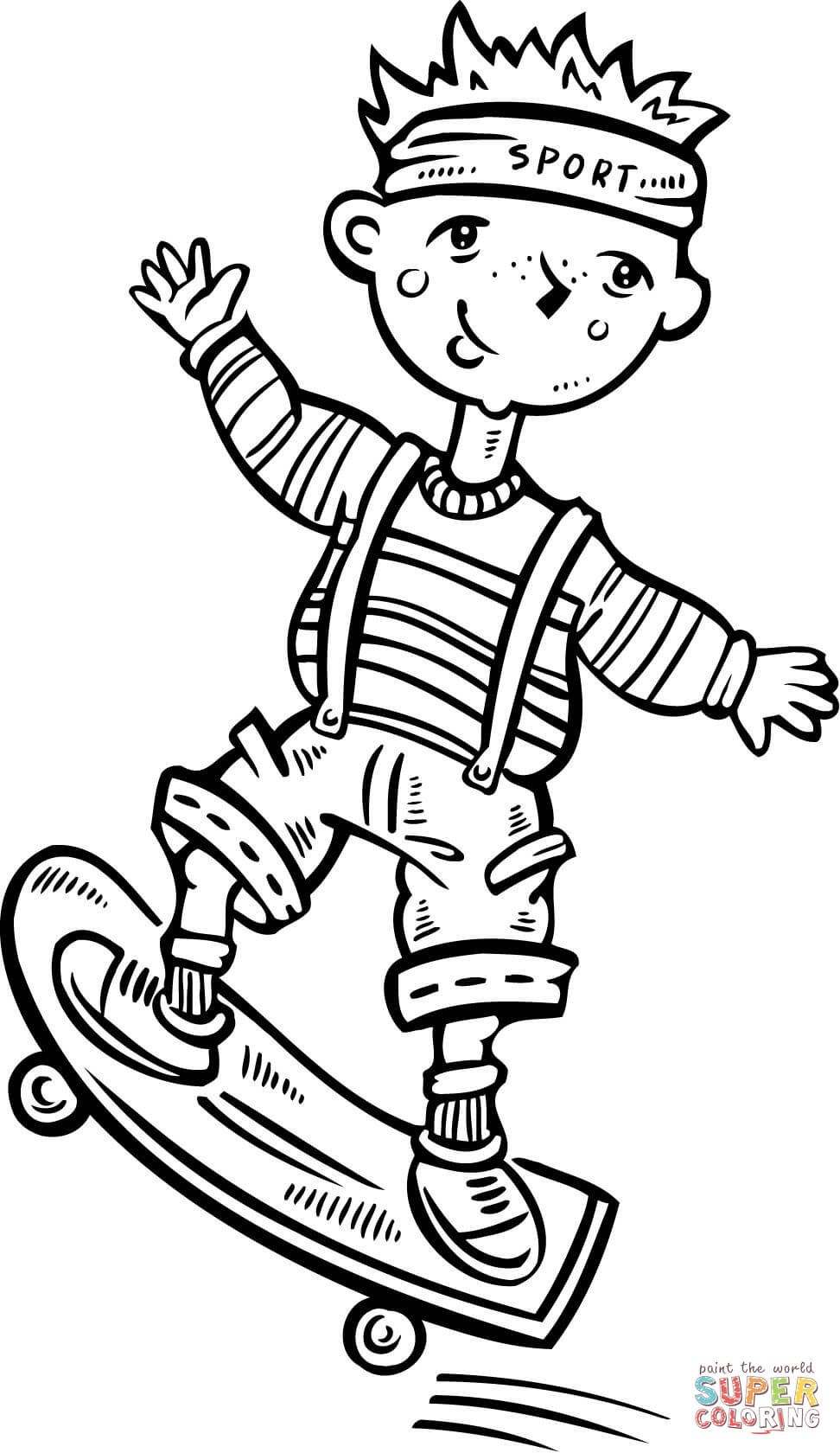 Child riding a skateboard coloring page free printable coloring pag coloring pag sports coloring pag cute coloring pag