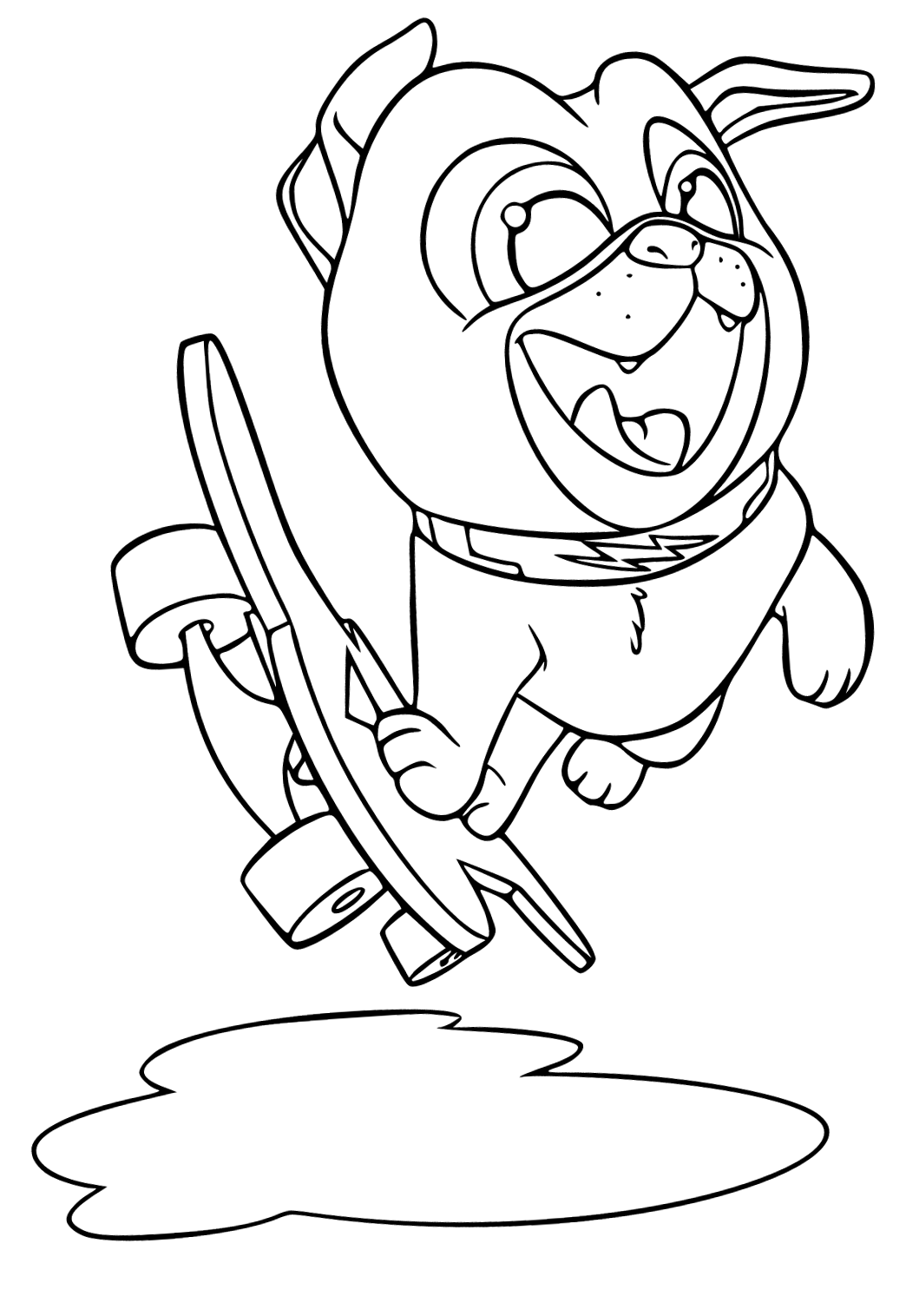 Free printable puppy dog pals skateboard coloring page for adults and kids