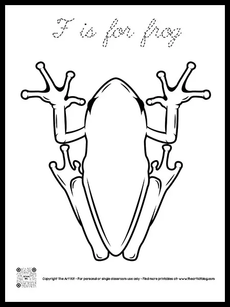 Letter f is for frog coloring page dotted font â the art kit